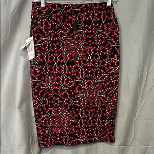 LuLaRoe Elegant Red and Black Patterned Skirt
